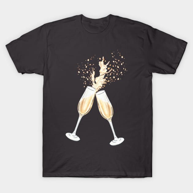 Champagne glasses T-Shirt by DreamLoudArt